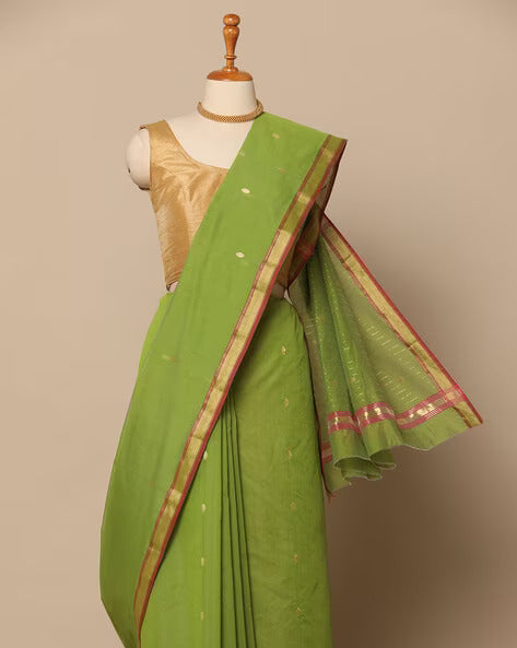 Green Chanderi Cotton Silk Saree