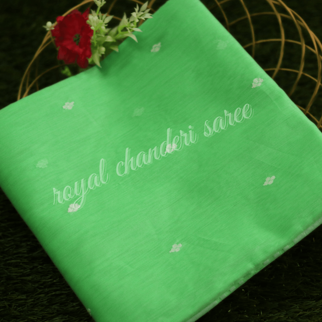  Chanderi Silk Cotton Saree Light Green