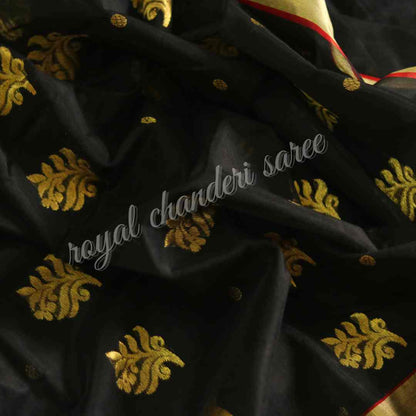 Black Chanderi Silk Cotton Saree