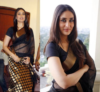 Black Kareena Kapoor Chanderi Saree