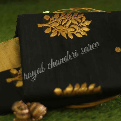 Black Chanderi Saree with Heavy Pallu