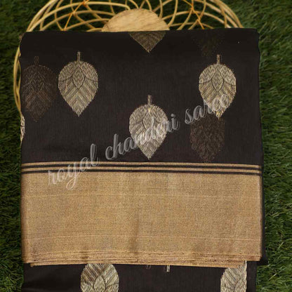 Black Chanderi Silk Cotton Eknaliya Saree