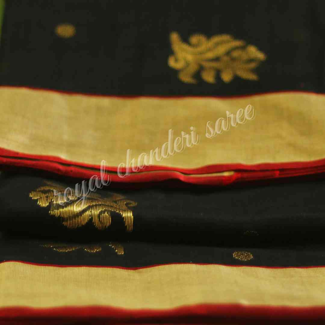 Black Chanderi Silk Cotton Saree