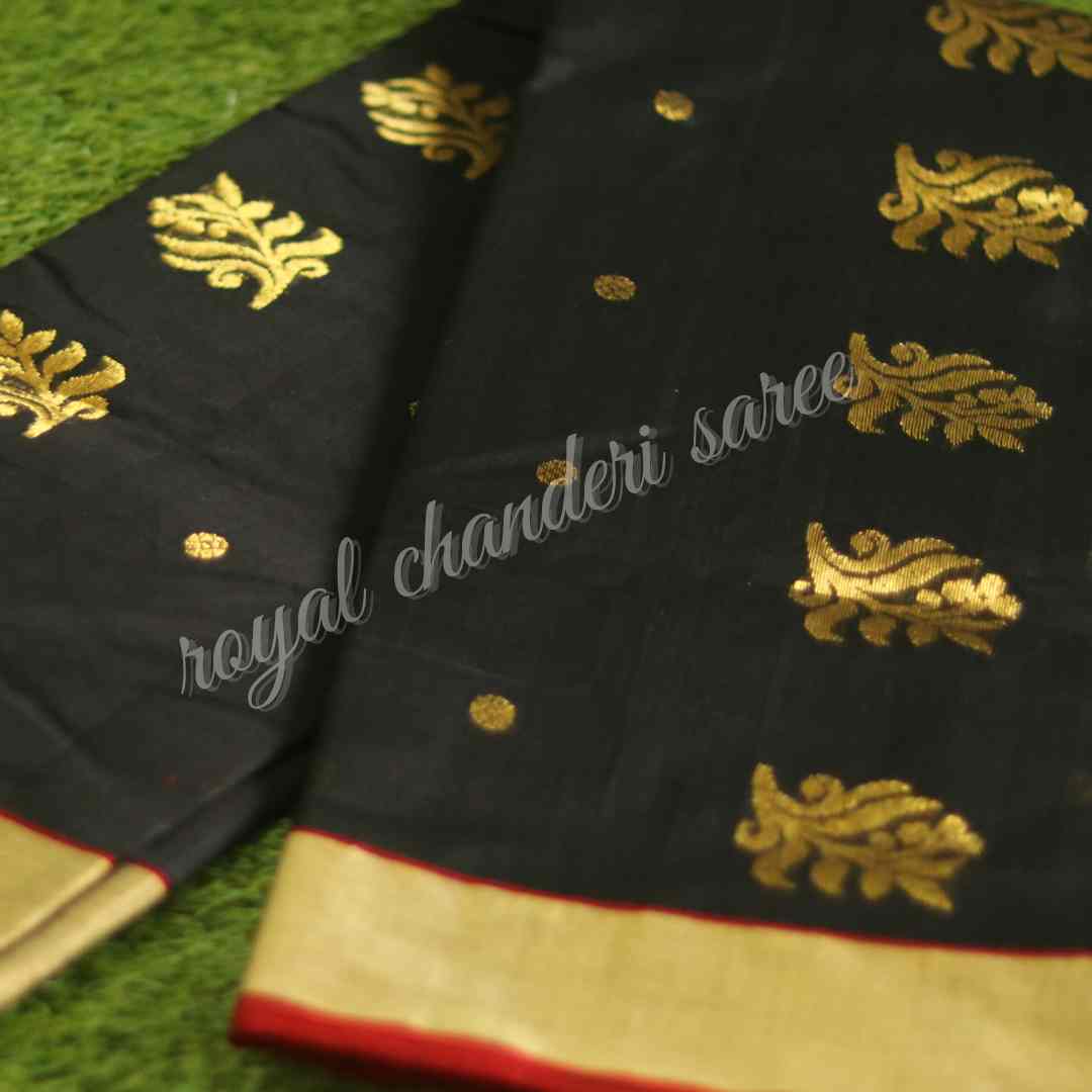 Black Chanderi Silk Cotton Saree