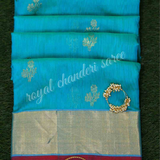 Blue Chanderi Silk Saree