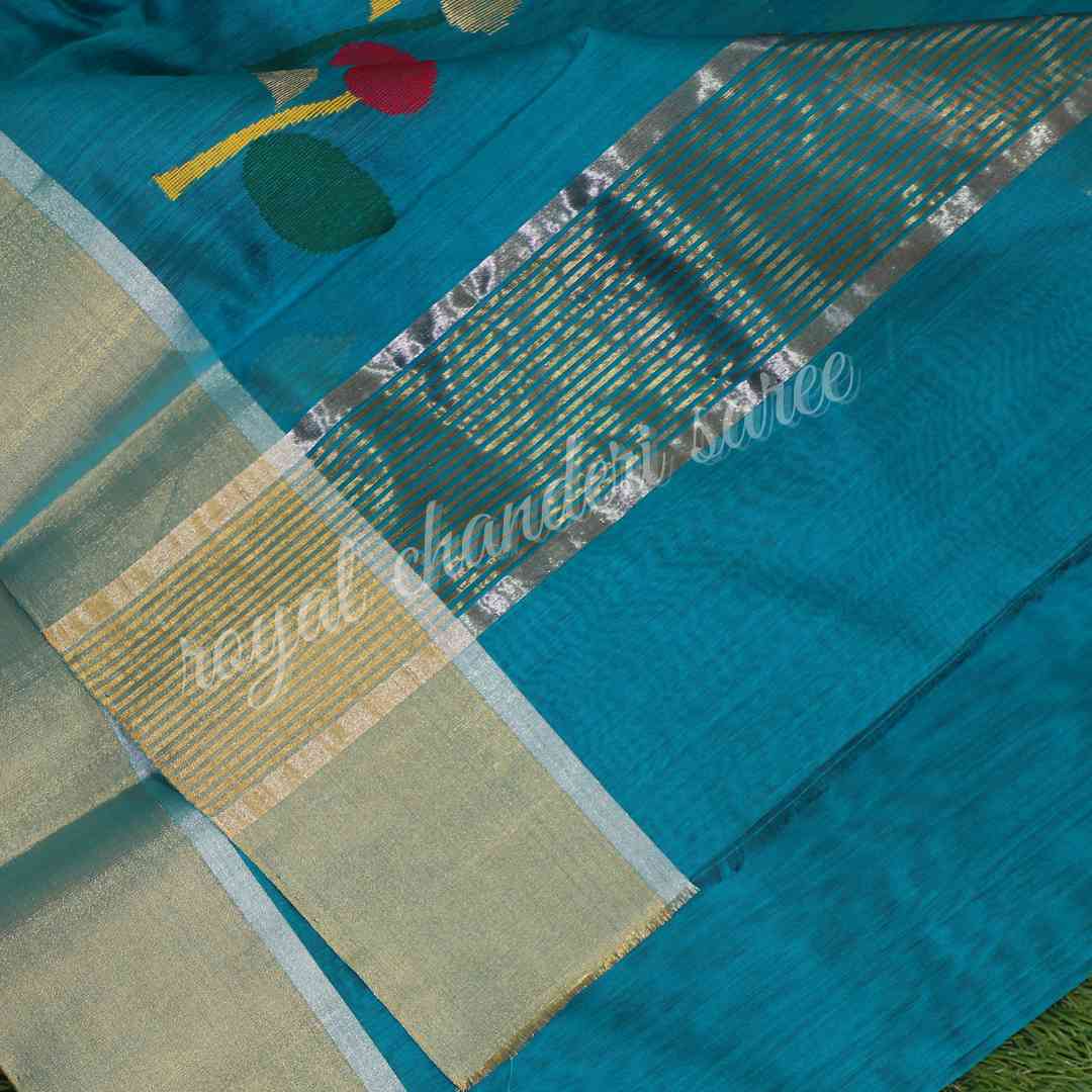 Blue Chanderi Silk Cotton Saree