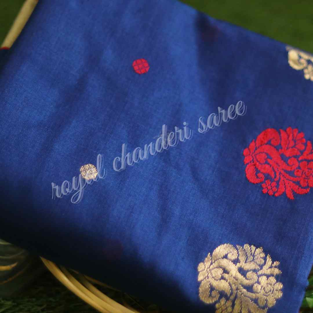 Royal Blue Chanderi Silk Cotton Saree