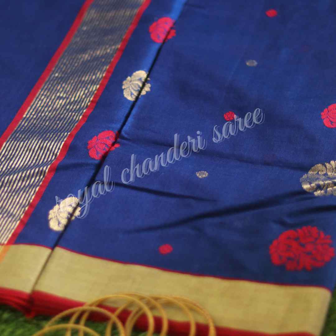 Royal Blue Chanderi Silk Cotton Saree