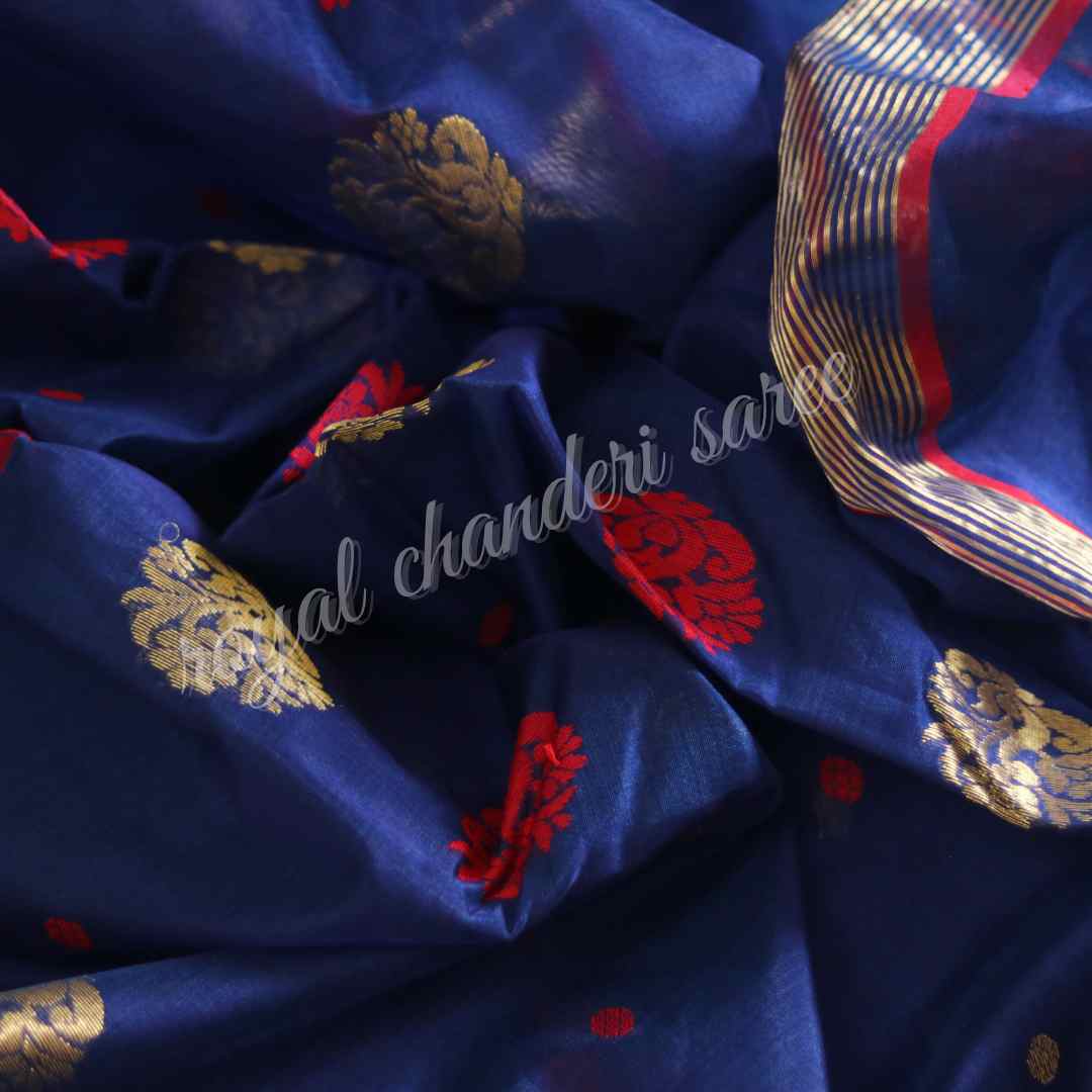 Royal Blue Chanderi Silk Cotton Saree