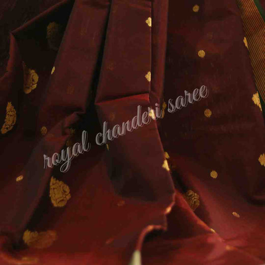 Brown Chanderi Cotton Silk Saree