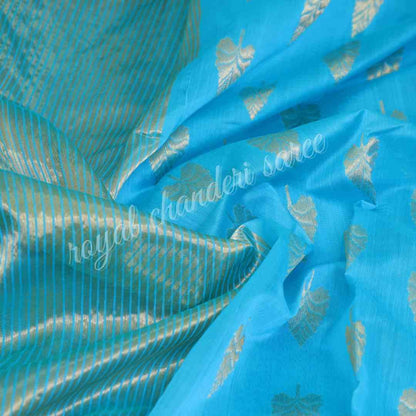 Caribbean Blue Chanderi Silk Saree - Royal Chanderi Saree