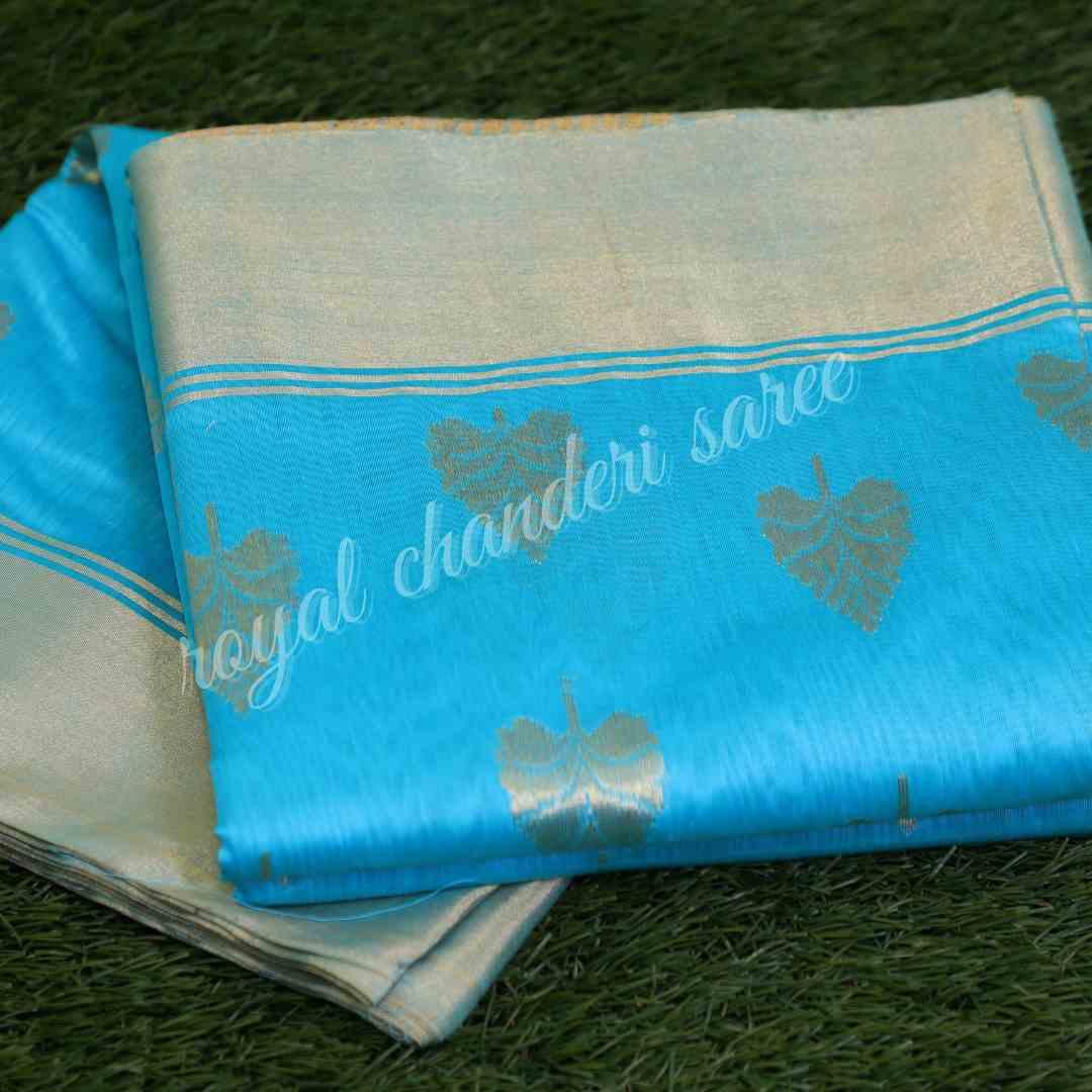 Caribbean Blue Chanderi Silk Saree - Royal Chanderi Saree