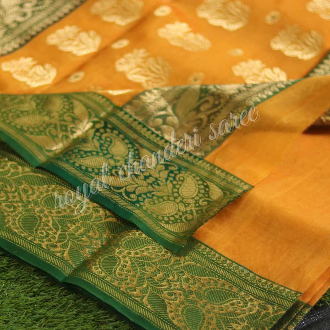 Yellow-Green Silk Chanderi Saree