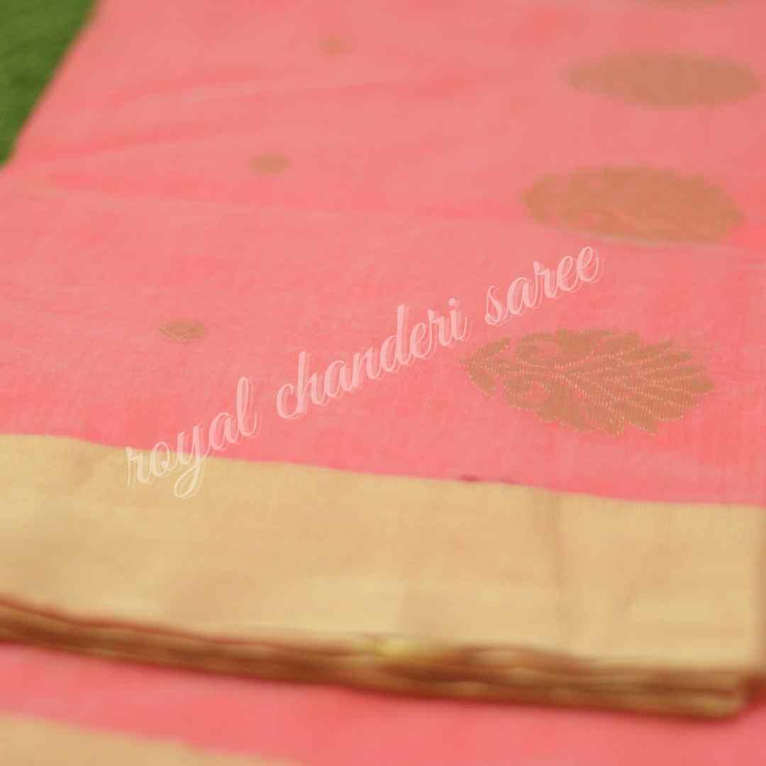 Pink Chanderi Silk Cotton Saree - Royal Chanderi Saree