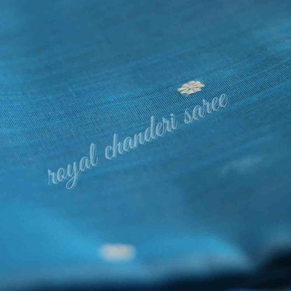 Sky Blue Chanderi Silk Cotton Saree - Royal Chanderi Saree