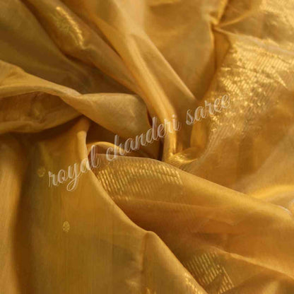 Golden Chanderi Silk Cotton Saree - Royal Chanderi Saree