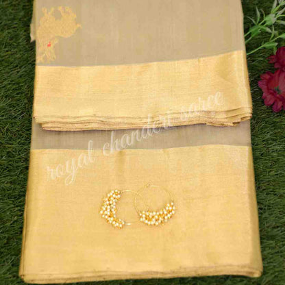 Golden Chanderi Silk Saree