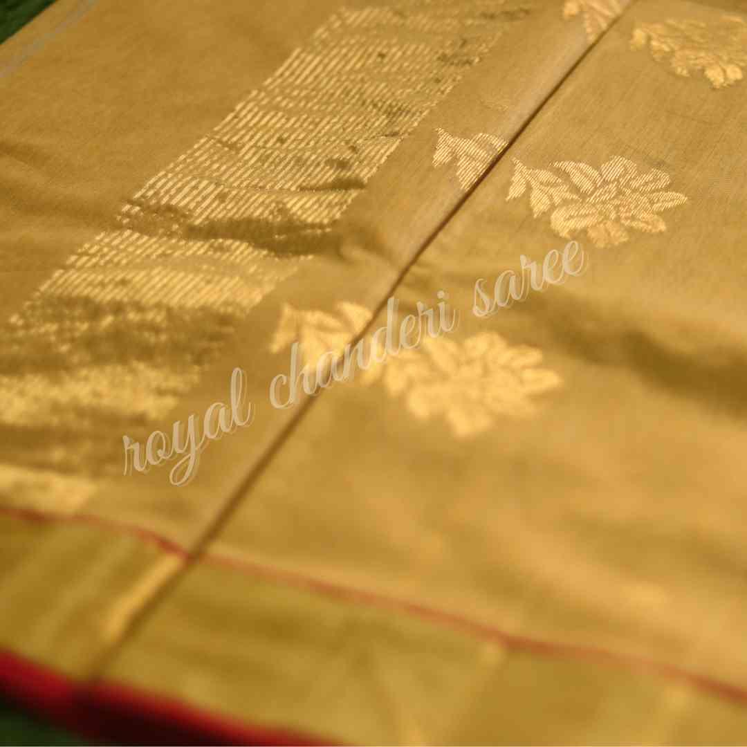 Golden Chanderi Silk Cotton Saree - Royal Chanderi Saree