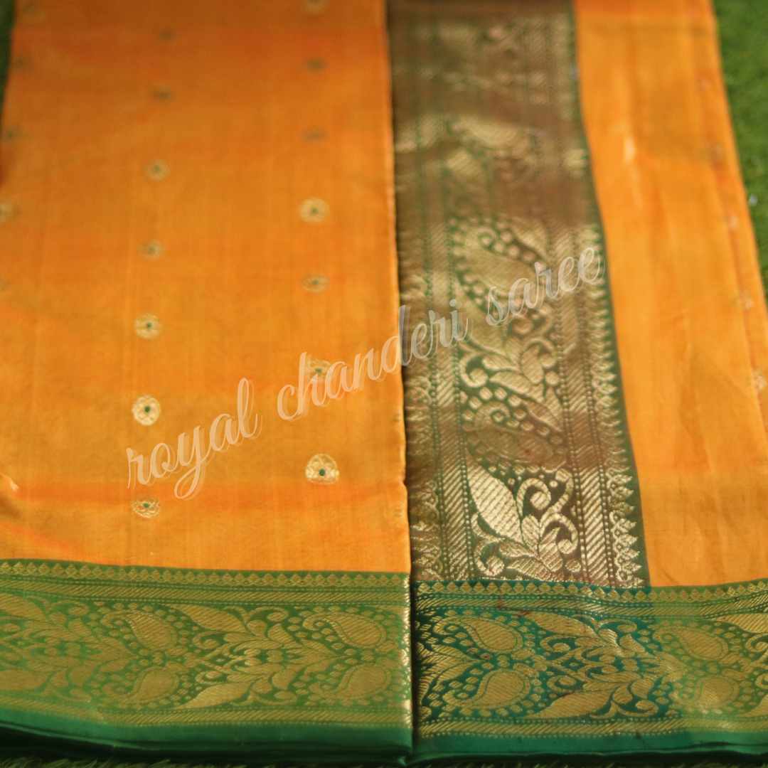 Yellow-Green Silk Chanderi Saree