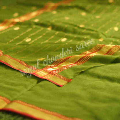 Green Chanderi Cotton Silk Saree