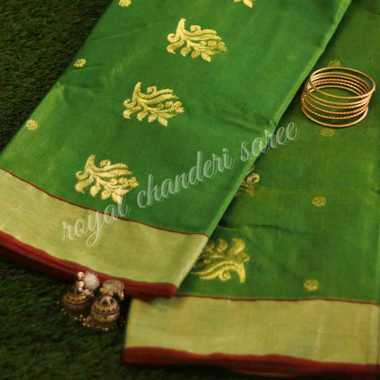 Green Chanderi Silk Cotton Saree