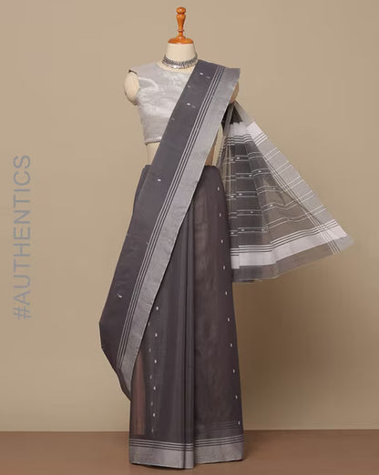 Grey Chanderi Silk Cotton Saree