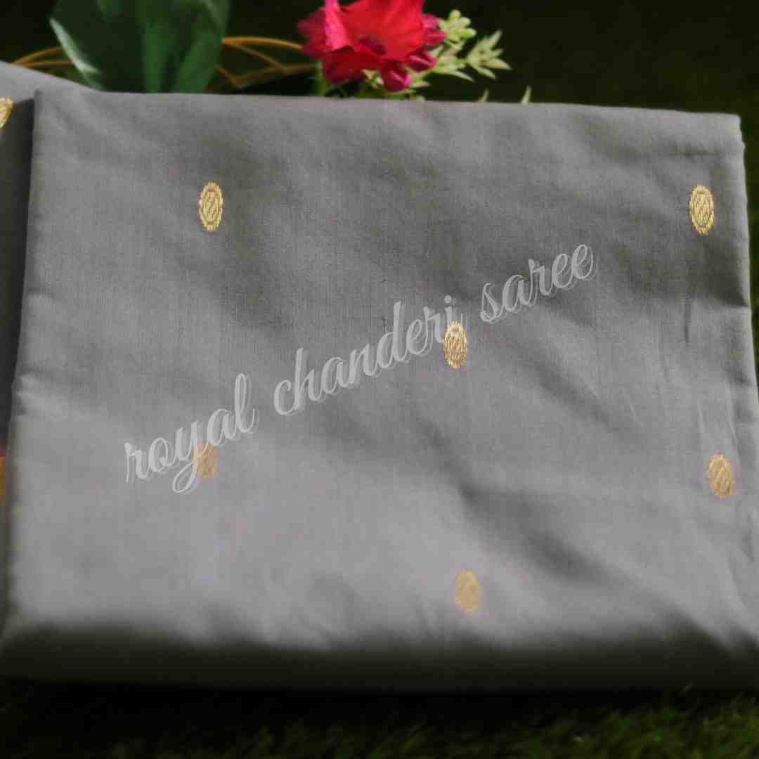 Grey Chanderi Silk Cotton Saree