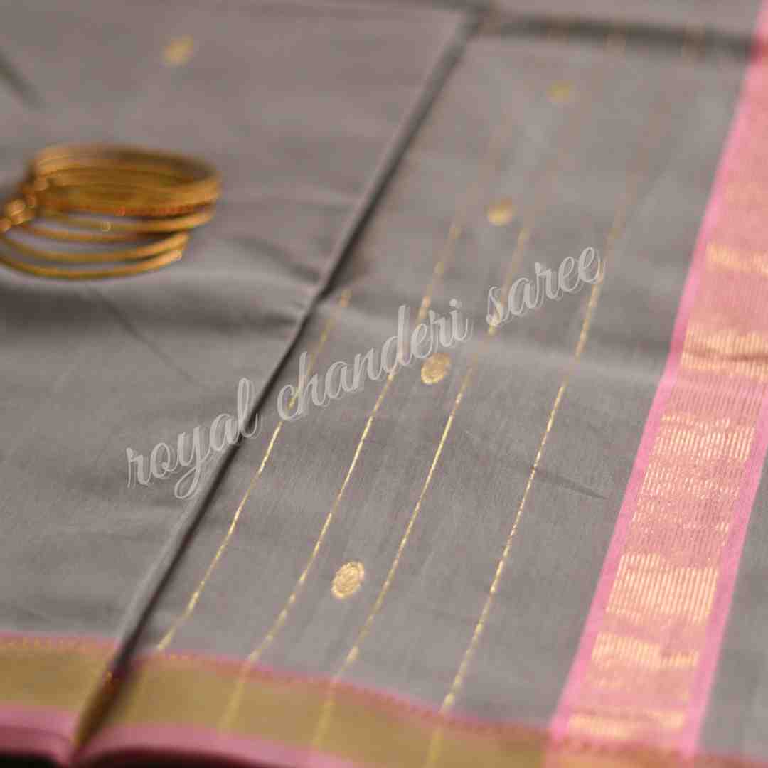 Grey Chanderi Silk Cotton Saree