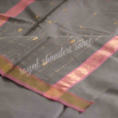 Grey Chanderi Silk Cotton Saree