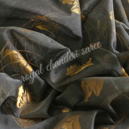 Grey Chanderi Silk Cotton Saree