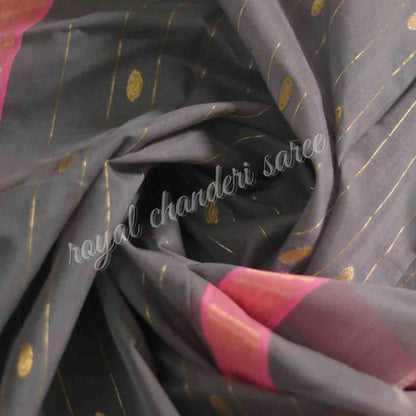 Grey Chanderi Silk Cotton Saree