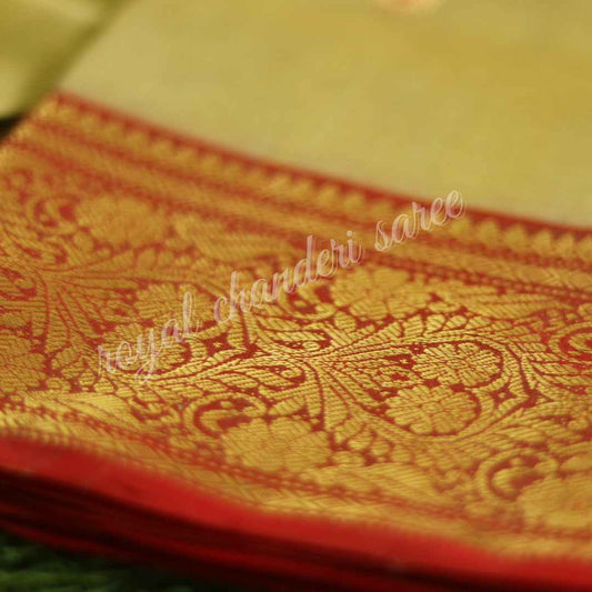 Golden Red Silk Chanderi Saree