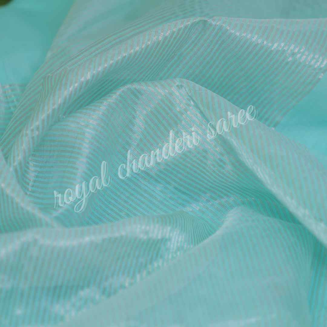 Light Blue Chanderi Silk Cotton Eknaliya Saree