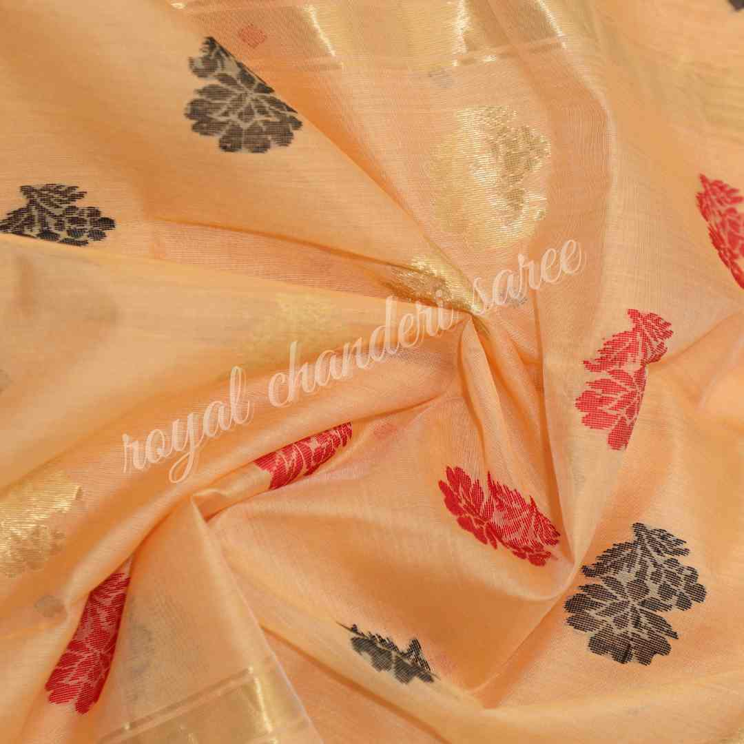 Golden Chanderi Silk Saree