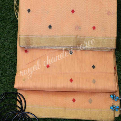 Golden Chanderi Silk Saree