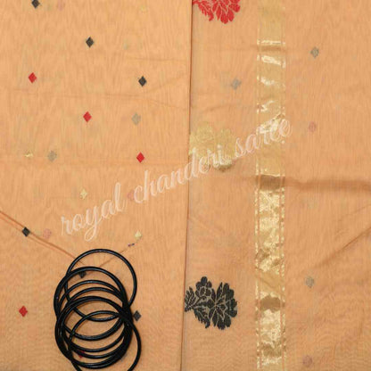 Golden Chanderi Silk Saree