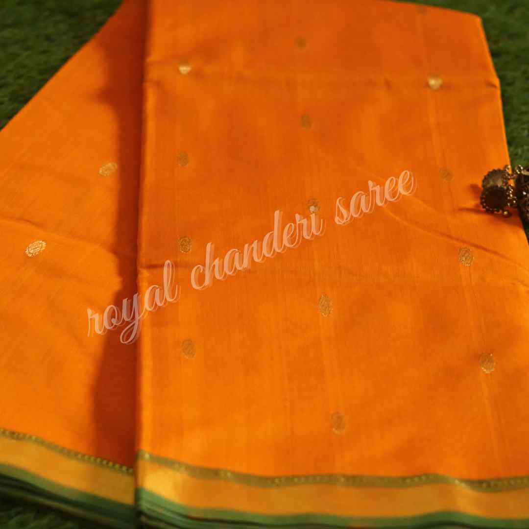 Orange Chanderi Silk Cotton Saree