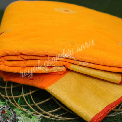 Orange Chanderi Silk Saree