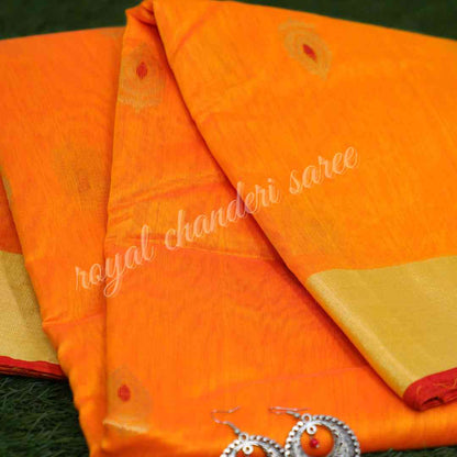 Orange Chanderi Silk Saree