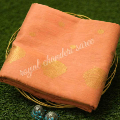 Peach Chanderi Silk Cotton Saree - Royal Chanderi Saree