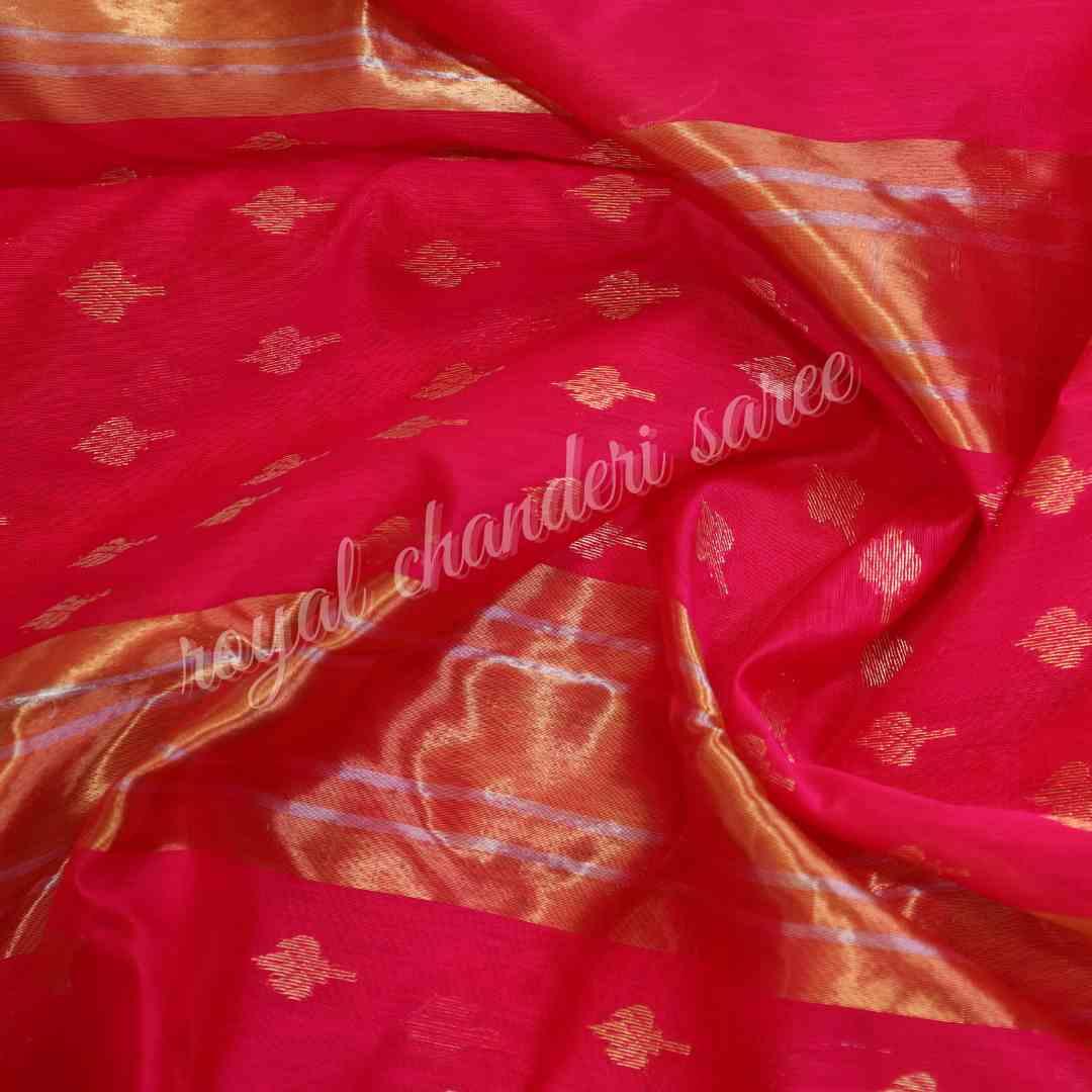 Peach Chanderi Silk Cotton Saree - Royal Chanderi Saree