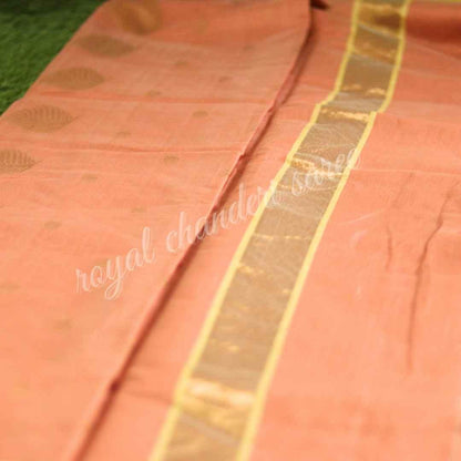 Peach Chanderi Silk Cotton Saree - Royal Chanderi Saree