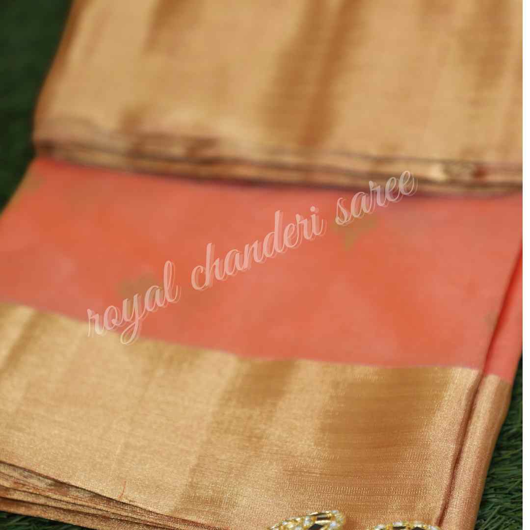 Peach Chanderi Silk Saree