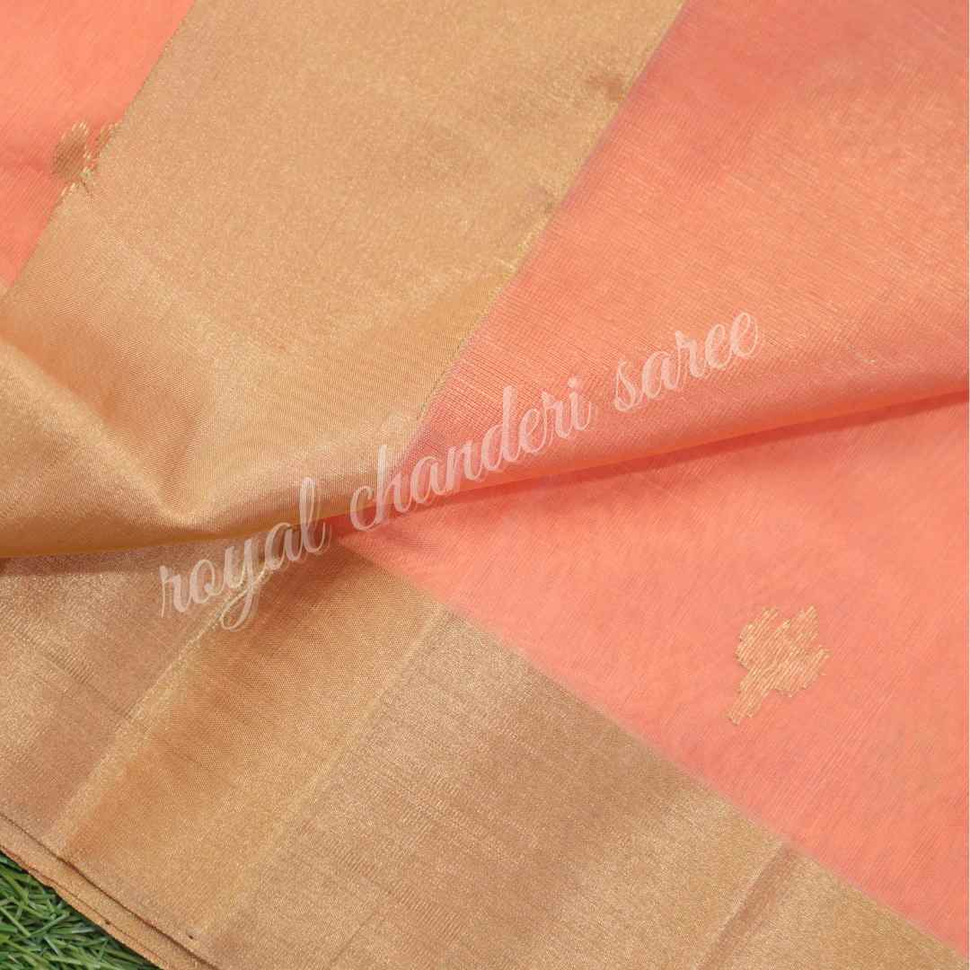 Peach Chanderi Silk Saree