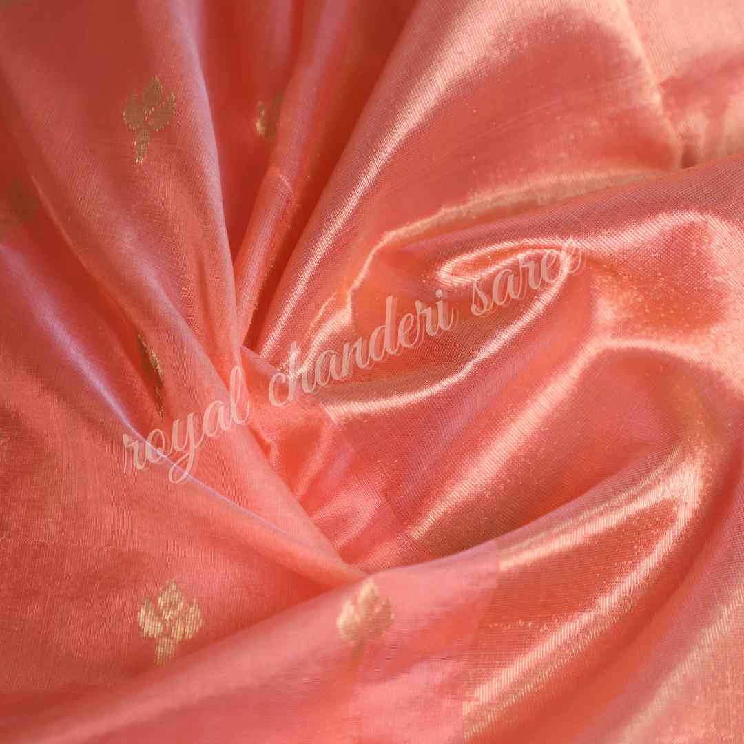 Peach Chanderi Silk Saree