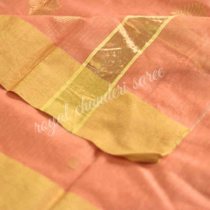 Peach Chanderi Silk Cotton Saree - Royal Chanderi Saree