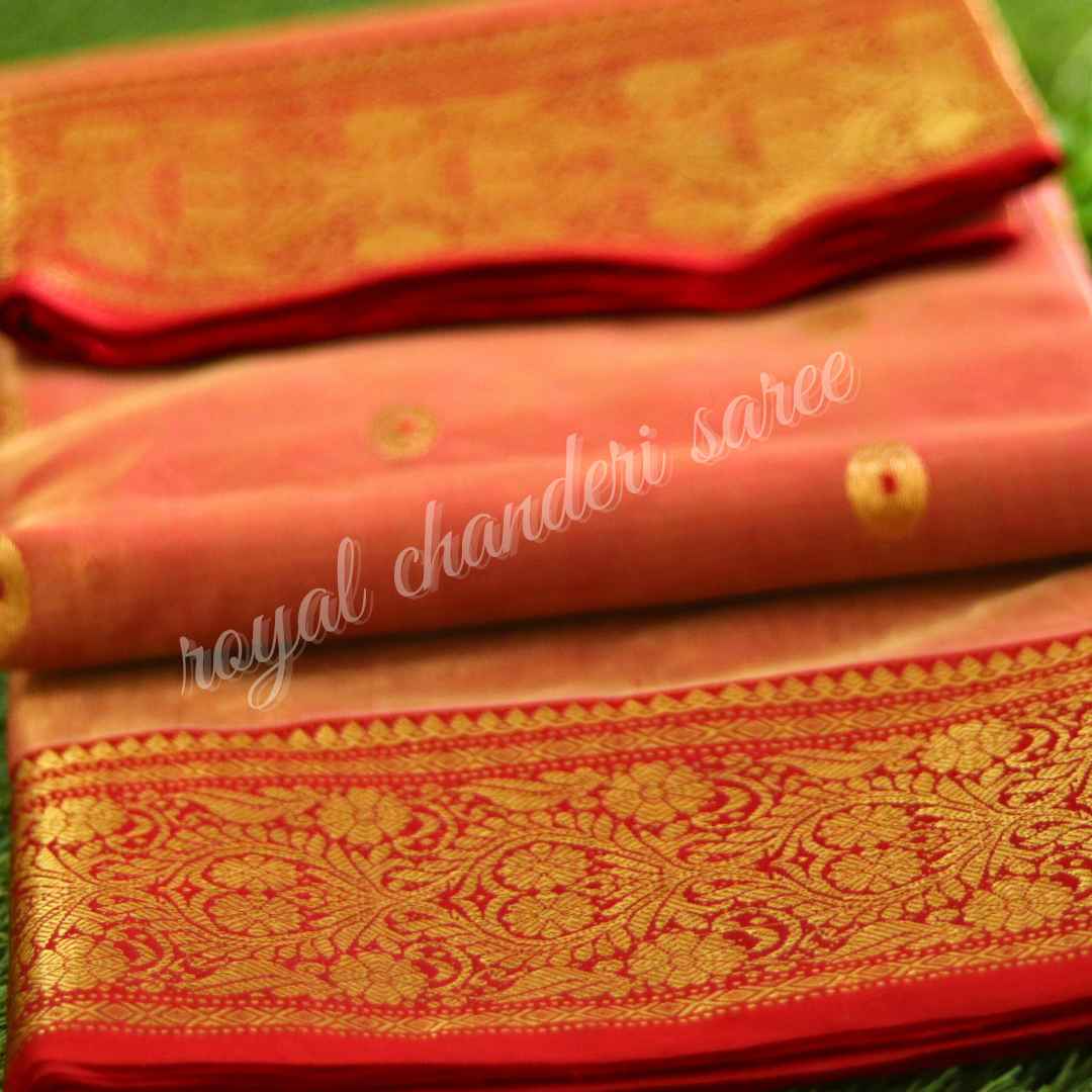 Pink Red Chanderi Silk Saree