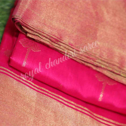 Pink Chanderi Silk Cotton Eknaliya Saree - Royal Chanderi Saree