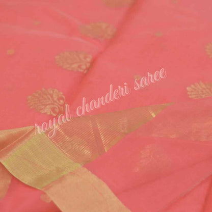 Pink Chanderi Silk Cotton Saree - Royal Chanderi Saree