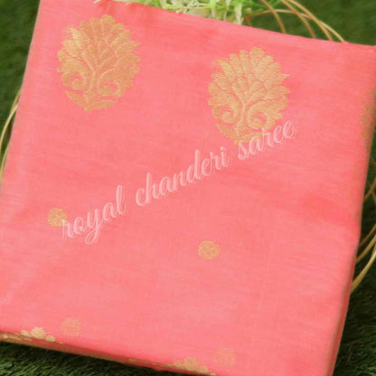 Pink Chanderi Silk Cotton Saree - Royal Chanderi Saree